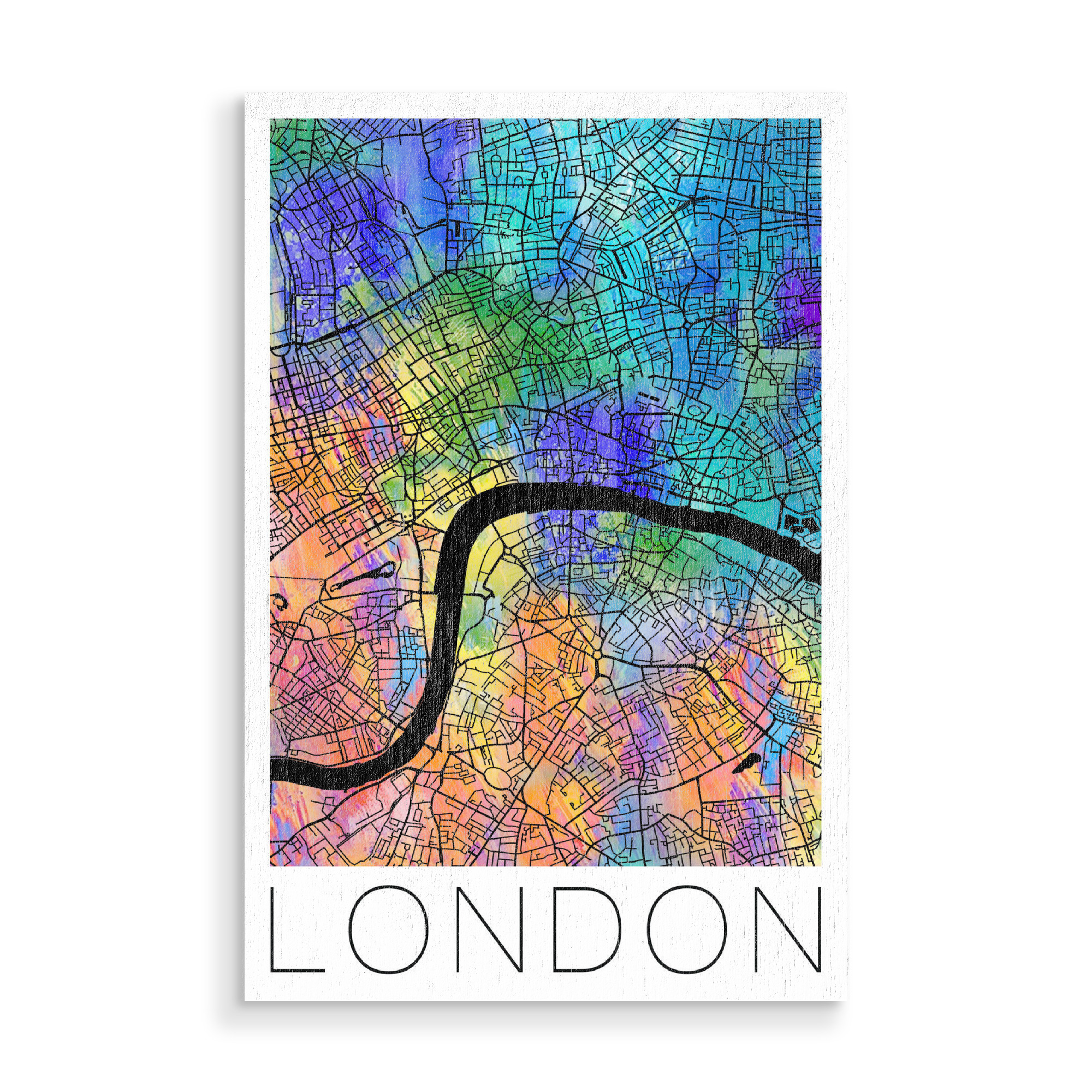 Holzbild "Retro Map of London England" artboxONE - Städte,Reise,Städte / Weitere - Retro,Map,London,England,United kingdom,Watercolor,City