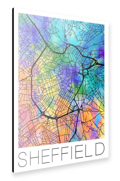 Alu-Dibond "Retro Map of Sheffield England" 30x20 cm artboxONE