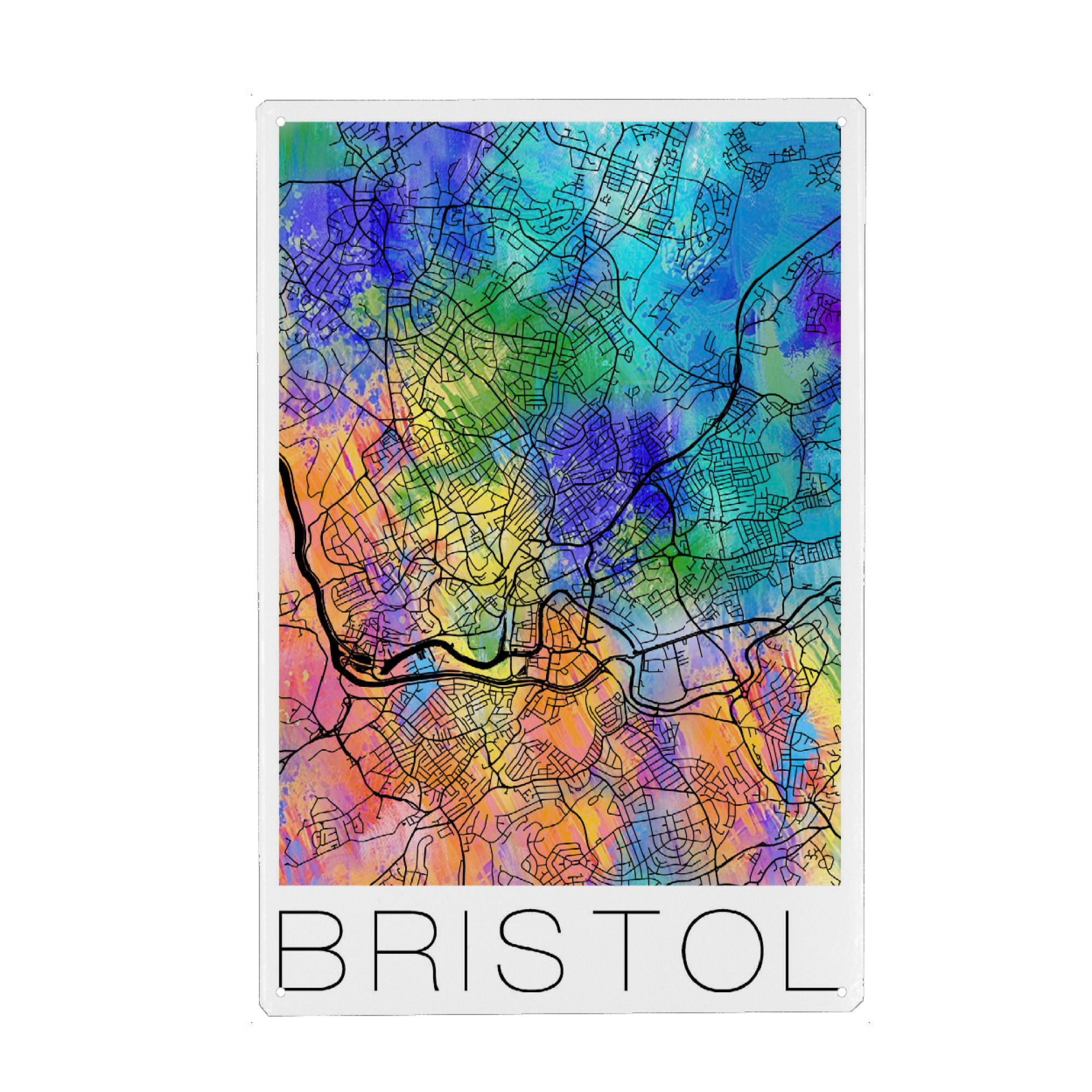 Metall Poster "Retro Map of Bristol England 3" artboxONE - Städte,Reise,Städte / Weitere - Retro,Map,Bristol,England,United kingdom,Uk - Blechschild