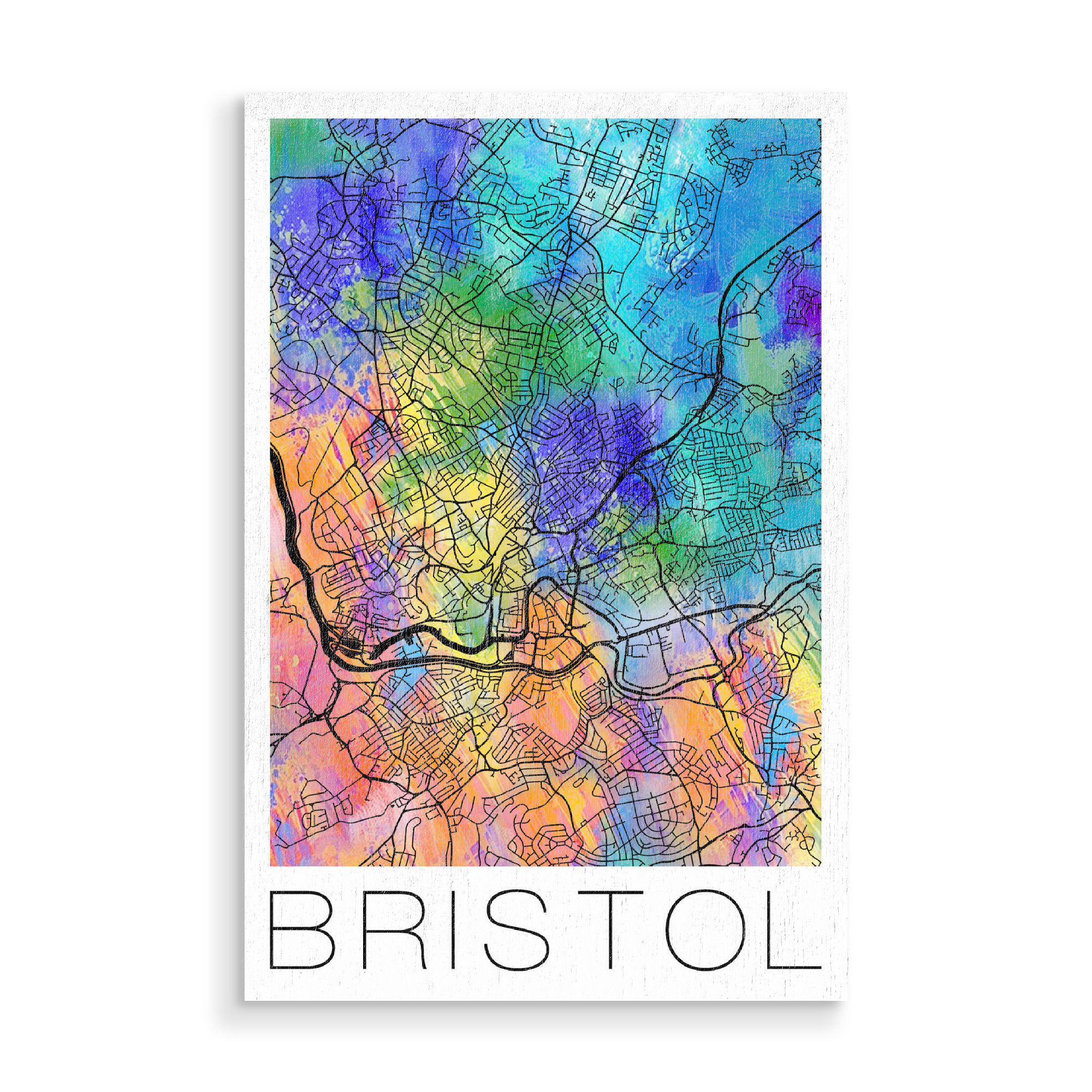 Holzbild "Retro Map of Bristol England 3" artboxONE - Städte,Reise,Städte / Weitere - Retro,Map,Bristol,England,United kingdom,Uk