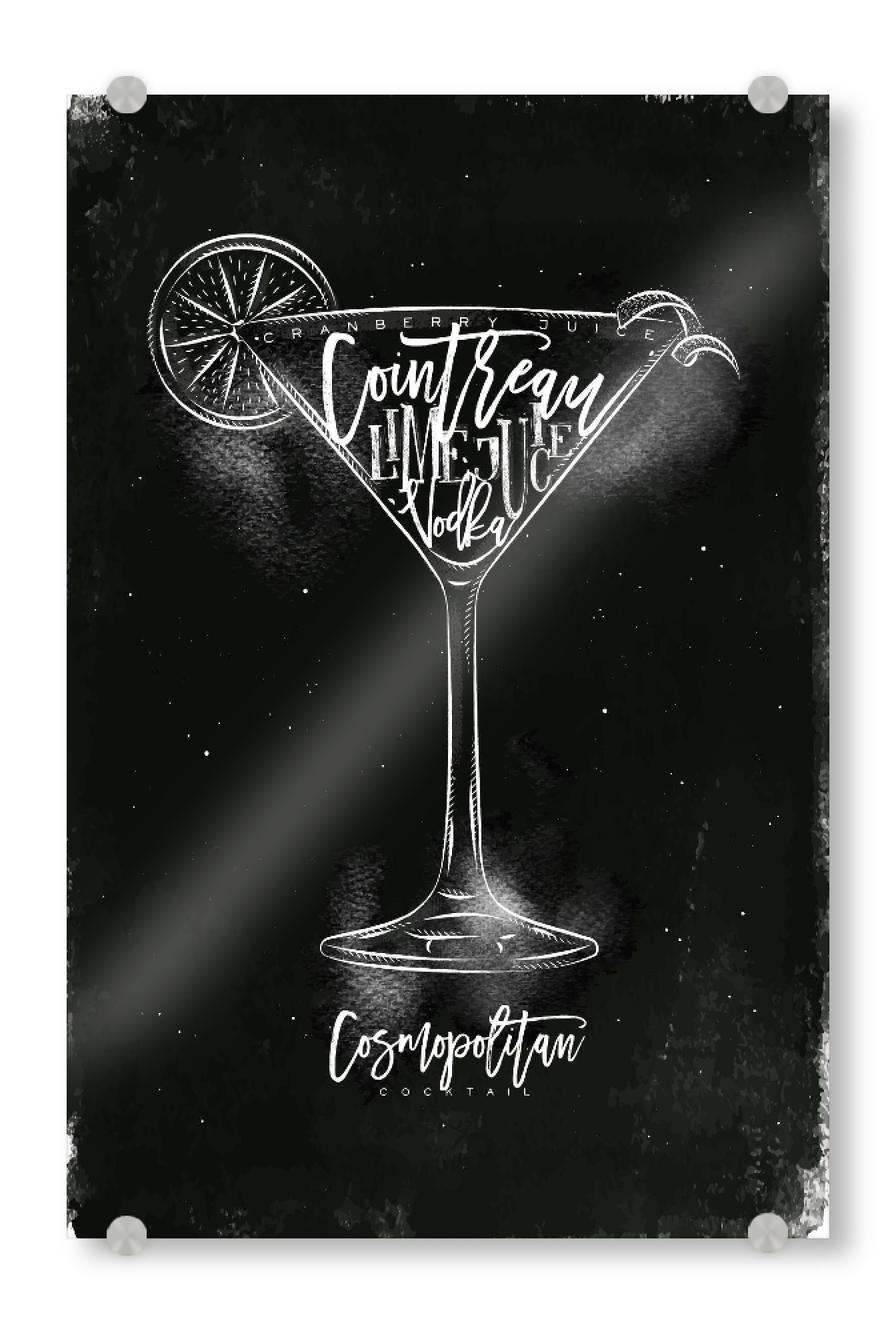 Acrylglasbild "Cosmopolitan cocktail chalk" artboxONE - Schwarzweiß,Essen & Trinken / Alkohol