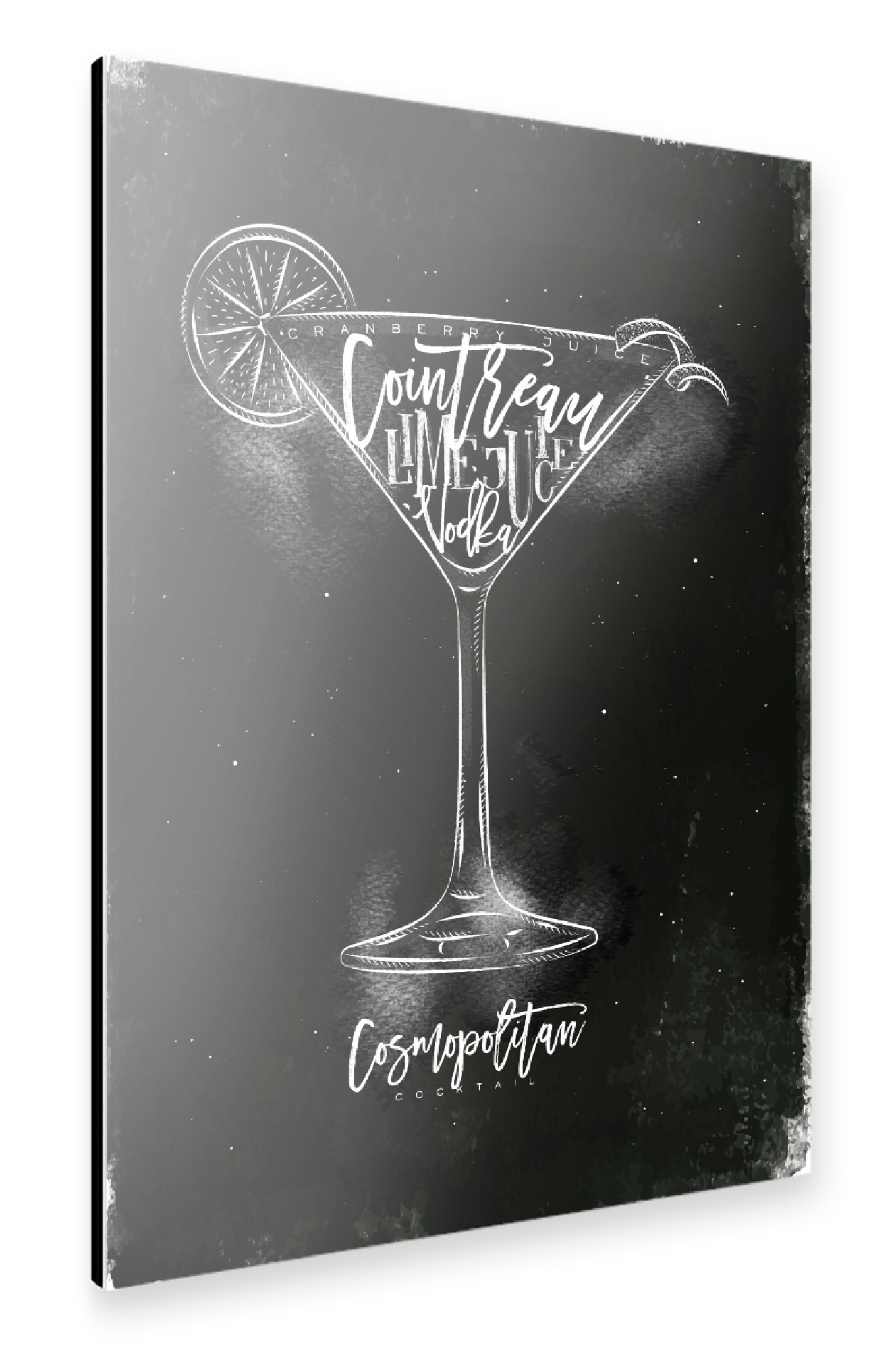 Alu-Dibond "Cosmopolitan cocktail chalk" 30x20 cm artboxONE