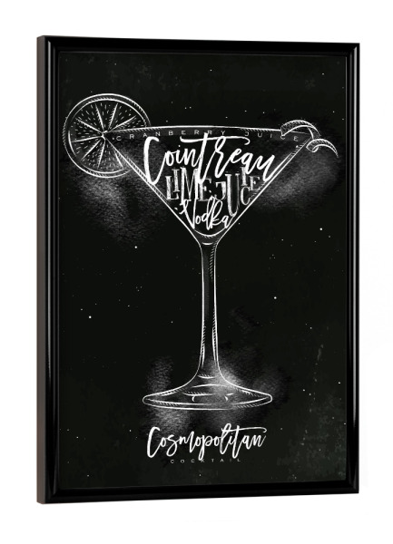 Poster mit schwarzem Rahmen "Cosmopolitan cocktail chalk" artboxONE - Schwarzweiß,Essen & Trinken / Alkohol