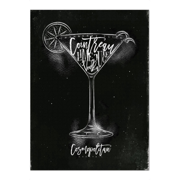 Puzzle Ravensburger "Cosmopolitan cocktail chalk" artboxONE - Schwarzweiß,Essen & Trinken / Alkohol