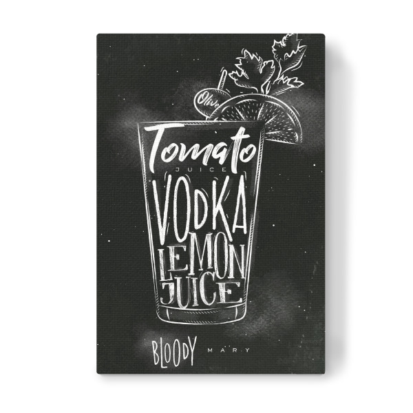 Leinwandbild "Bloody mary cocktail chalk" artboxONE - Schwarzweiß,Essen & Trinken / Alkohol