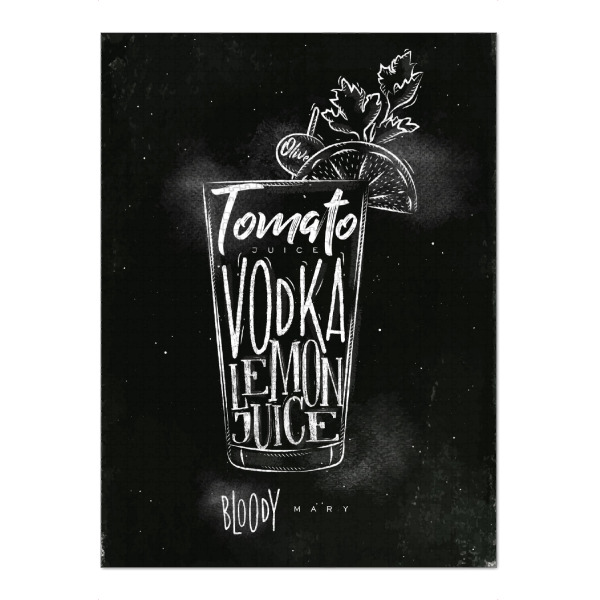 Puzzle Ravensburger "Bloody mary cocktail chalk" artboxONE - Schwarzweiß,Essen & Trinken / Alkohol