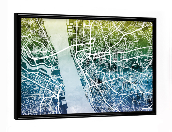 Poster mit schwarzem Rahmen "Liverpool England Street Map 5" artboxONE - Städte,Reise,Kartografie