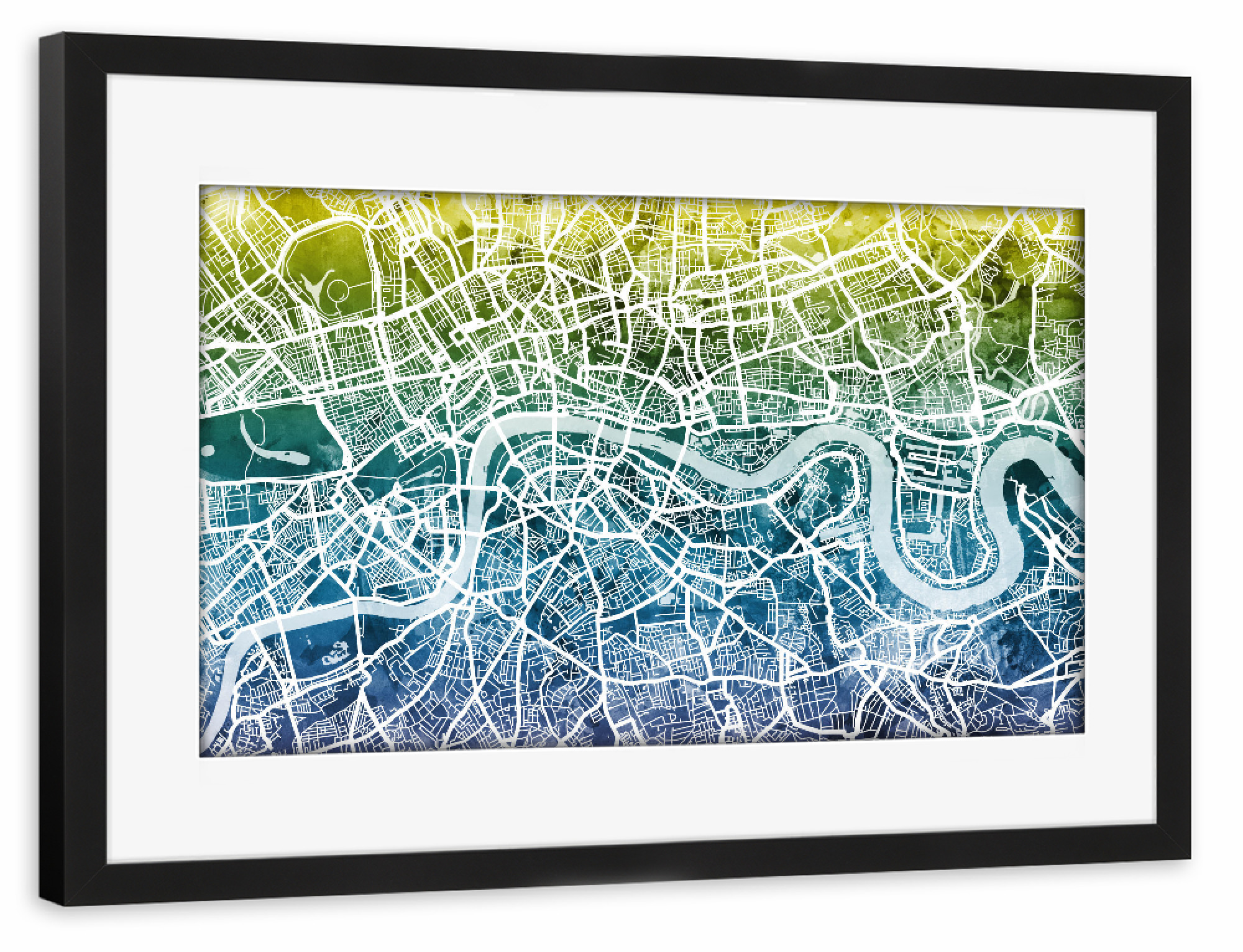 Poster mit Rahmen schwarz "London England Street Map 8" artboxONE - Städte,Reise,Kartografie