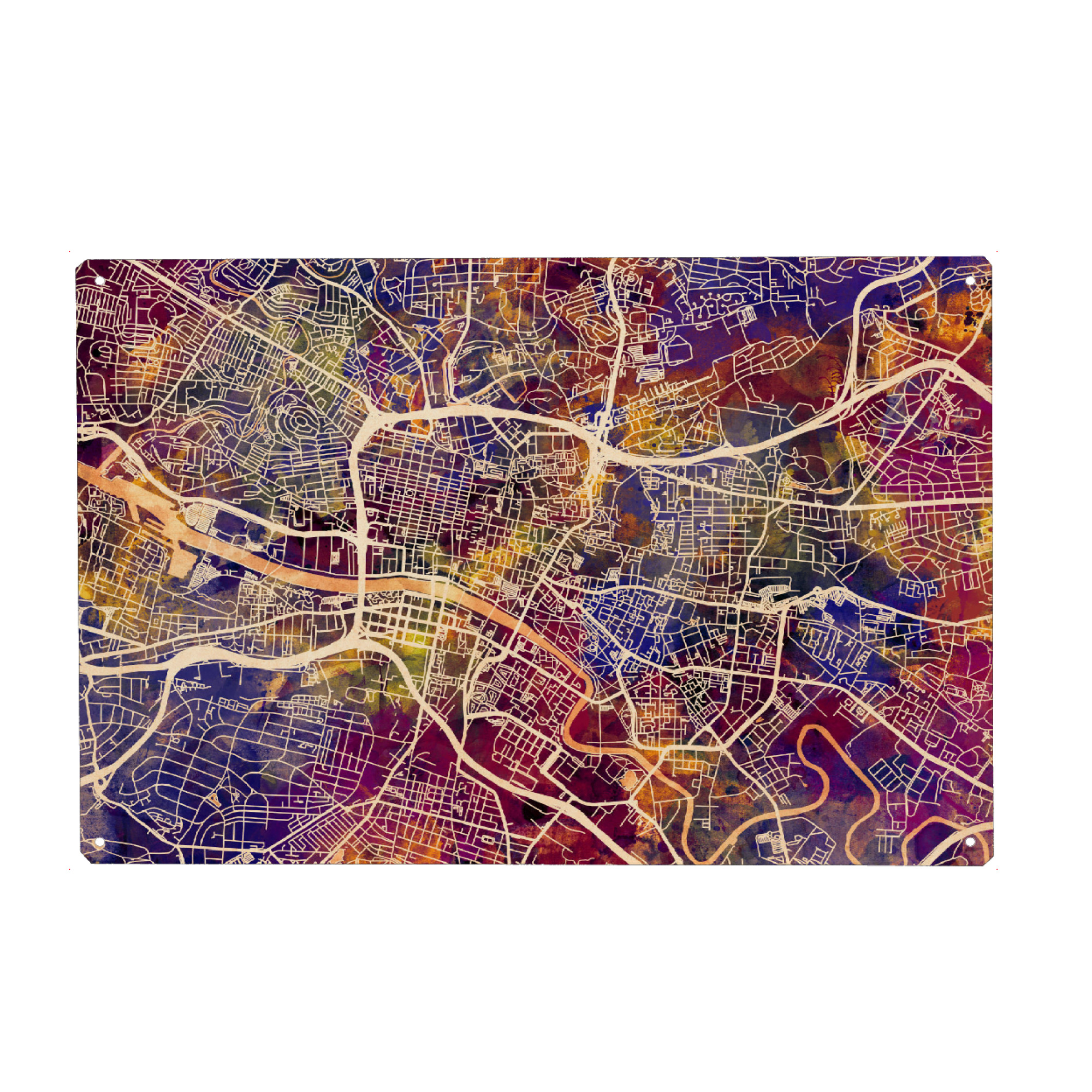 Metall Poster "Glasgow Street Map 5" artboxONE - Städte,Reise,Kartografie