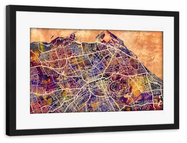 Poster mit Rahmen schwarz "Edinburgh Street Map 5" artboxONE - Städte,Reise,Kartografie