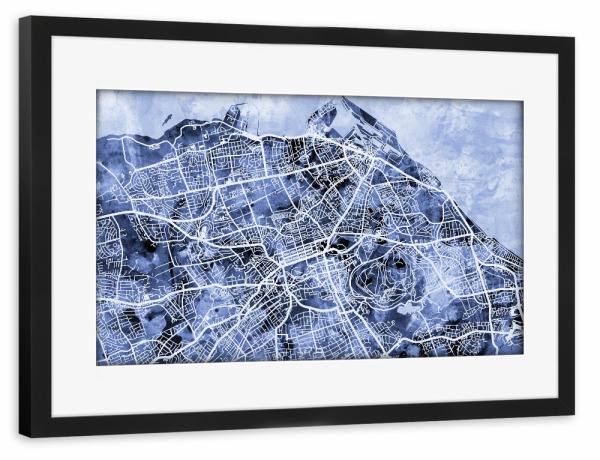 Poster mit Rahmen schwarz "Edinburgh Street Map 4" artboxONE - Städte,Reise,Kartografie