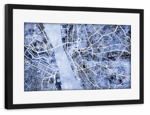 Poster mit Rahmen schwarz "Liverpool England Street Map 4" artboxONE - Städte,Reise,Kartografie