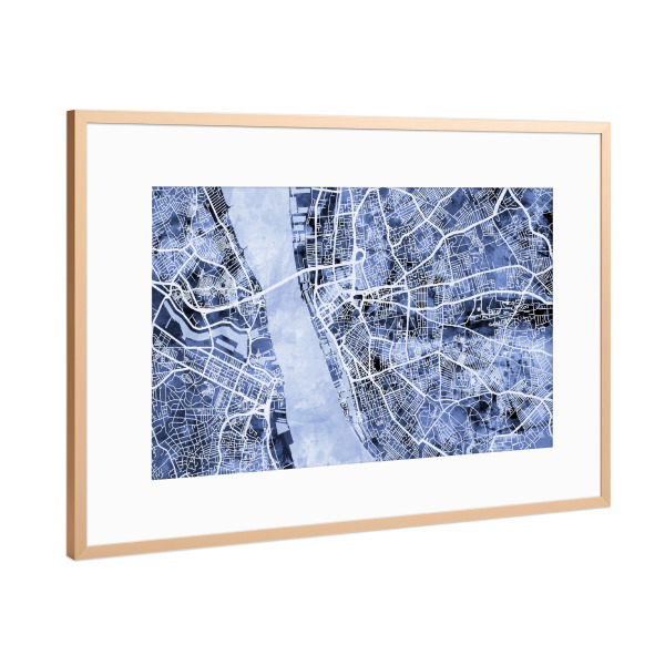 Poster mit Rahmen Kupfer "Liverpool England Street Map 4" artboxONE - Städte,Reise,Kartografie