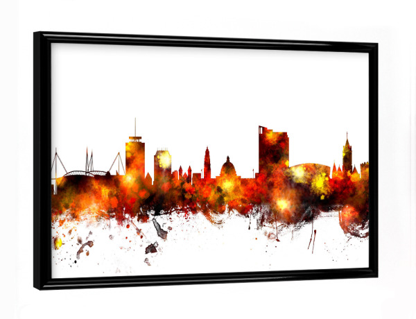 Poster mit schwarzem Rahmen "Cardiff Wales Skyline 4" artboxONE - Städte,Reise