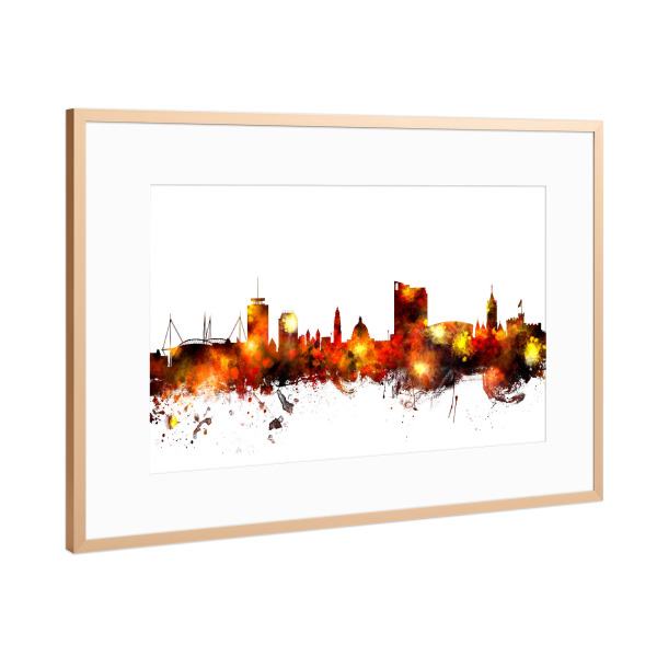 Poster mit Rahmen Kupfer "Cardiff Wales Skyline 4" artboxONE - Städte,Reise