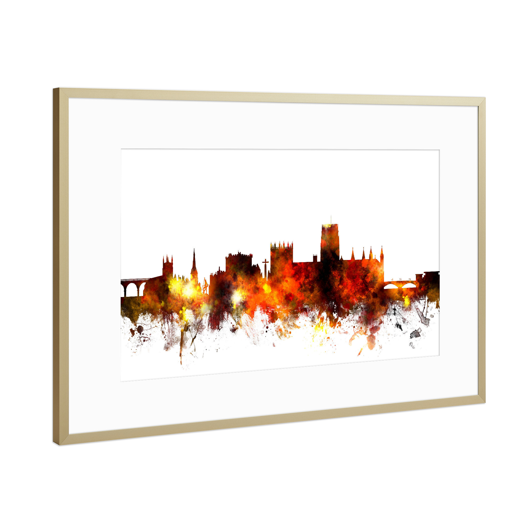 Poster mit Rahmen Gold "Durham England Skyline Cityscape 5" artboxONE - Städte,Reise