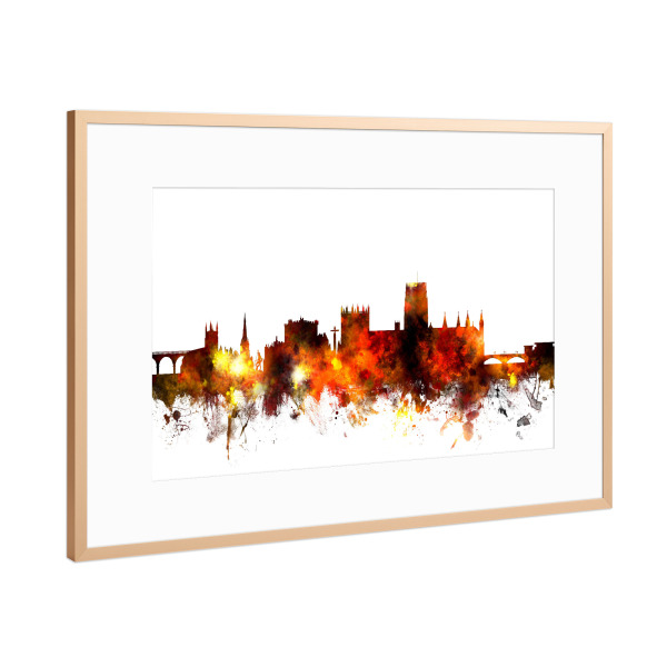 Poster mit Rahmen Kupfer "Durham England Skyline Cityscape 5" artboxONE - Städte,Reise