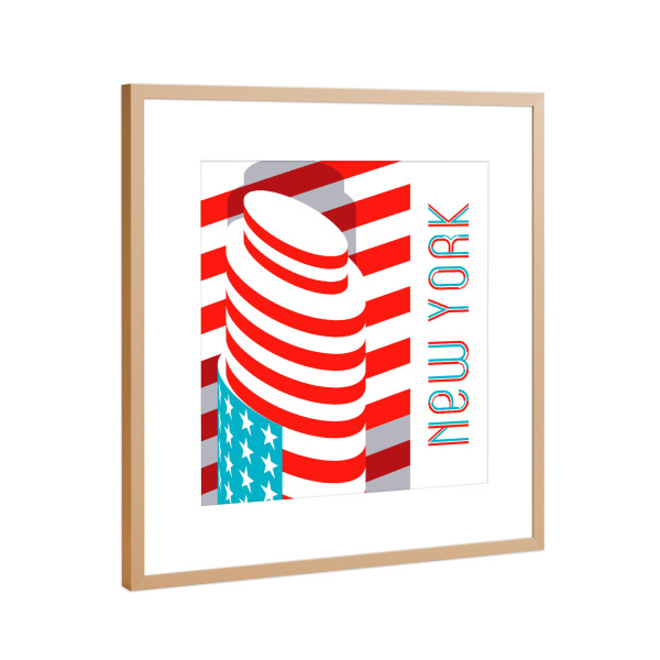 Poster mit Rahmen Kupfer "New York - American Flag" artboxONE - Städte / New York,Typografie,Reise,Architektur,Fashion,Reise / Länder