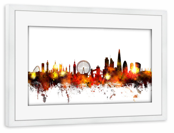 Poster mit Rahmen weiß "London England Skyline 11" artboxONE - Städte,Städte / London,Reise
