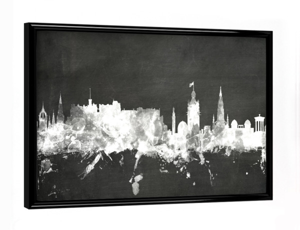Poster mit schwarzem Rahmen "Edinburgh Scotland Skyline 6" artboxONE - Städte,Reise,Schwarzweiß