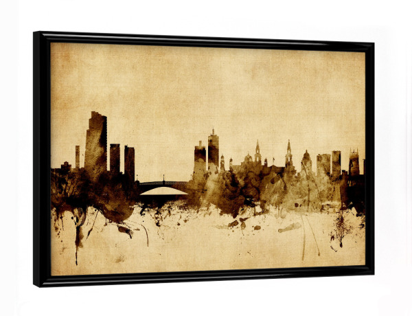Poster mit schwarzem Rahmen "Leeds England Skyline 2" artboxONE - Städte,Reise