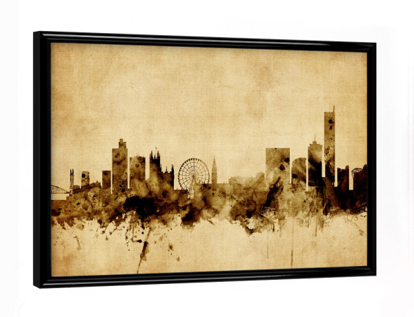 Poster mit schwarzem Rahmen "Manchester England Skyline 5" artboxONE - Städte,Reise