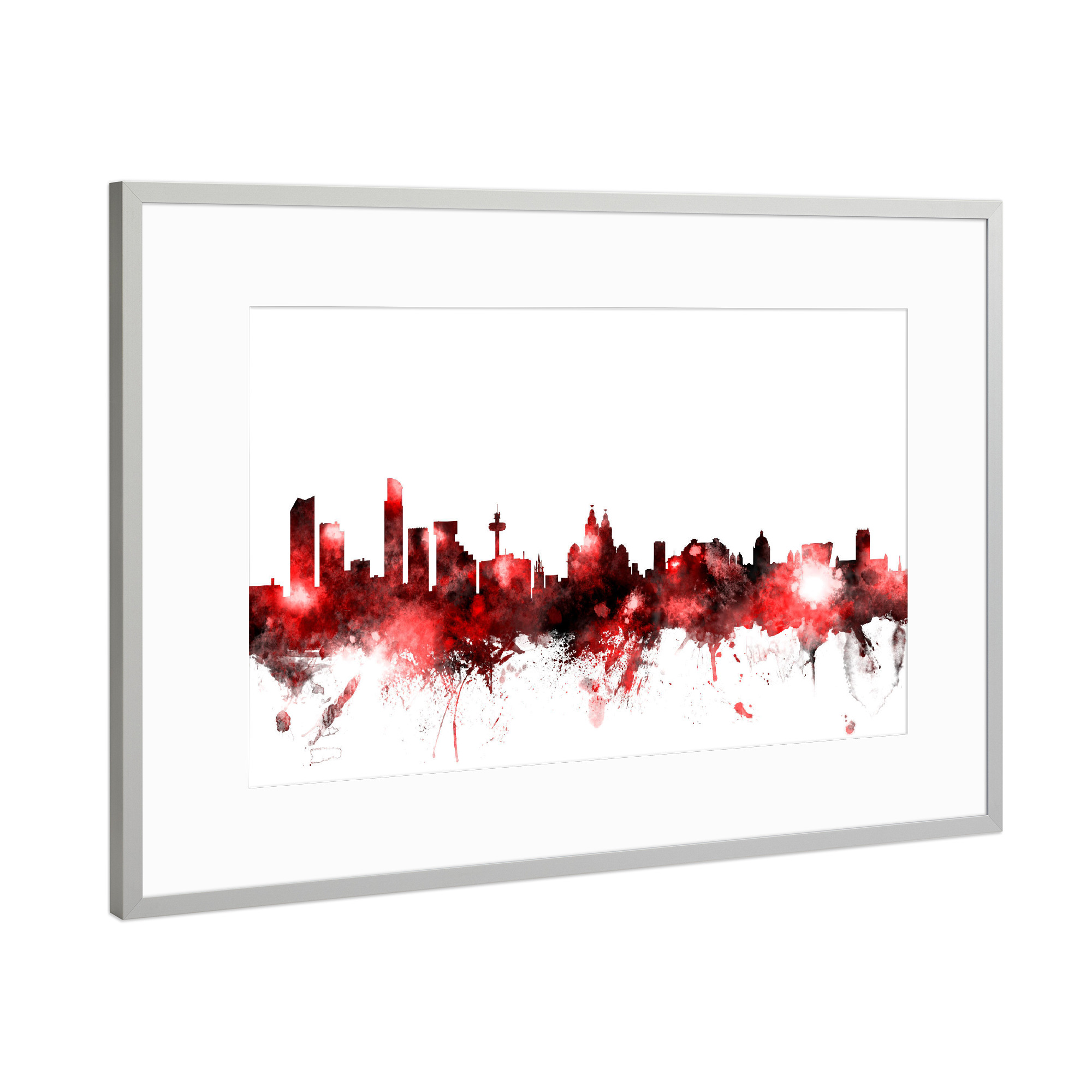 Poster mit Rahmen Silber "Liverpool England Skyline 4" artboxONE - Städte,Reise
