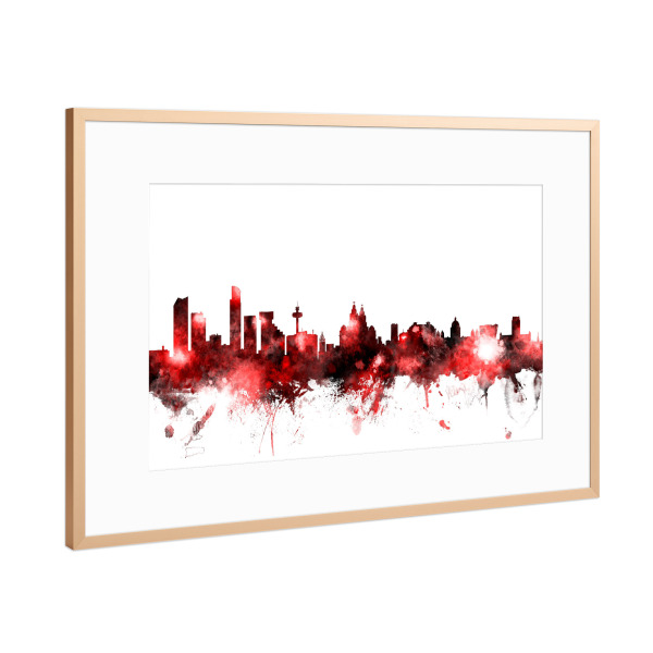 Poster mit Rahmen Kupfer "Liverpool England Skyline 4" artboxONE - Städte,Reise