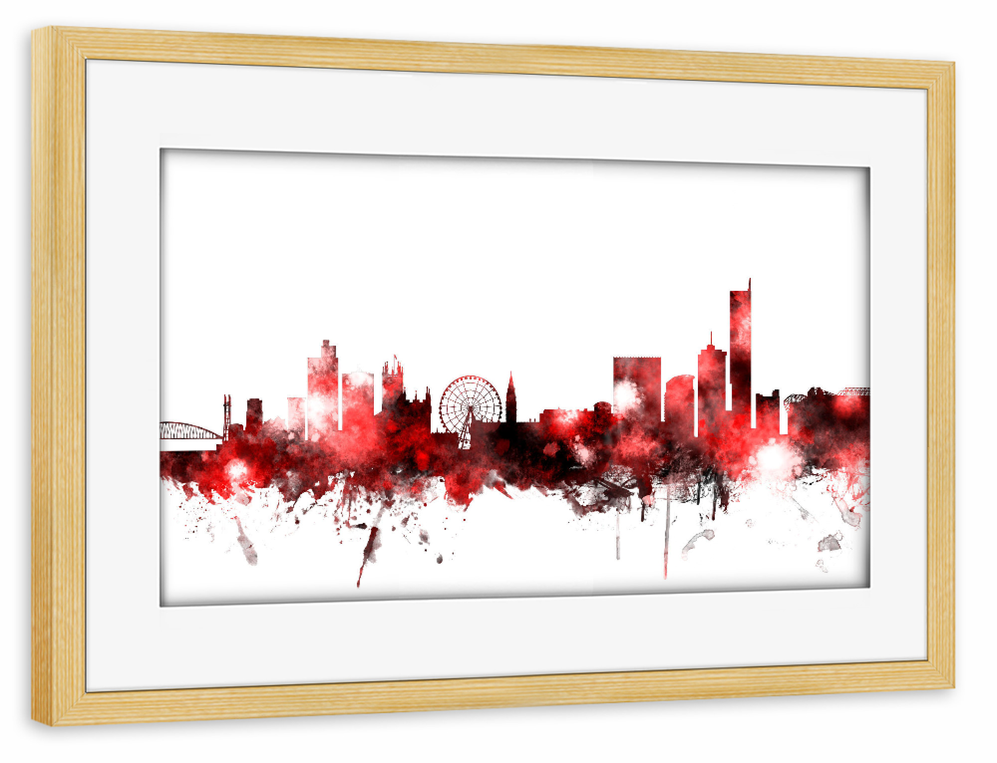 Poster mit Rahmen kiefer "Manchester England Skyline 4" artboxONE - Städte,Reise