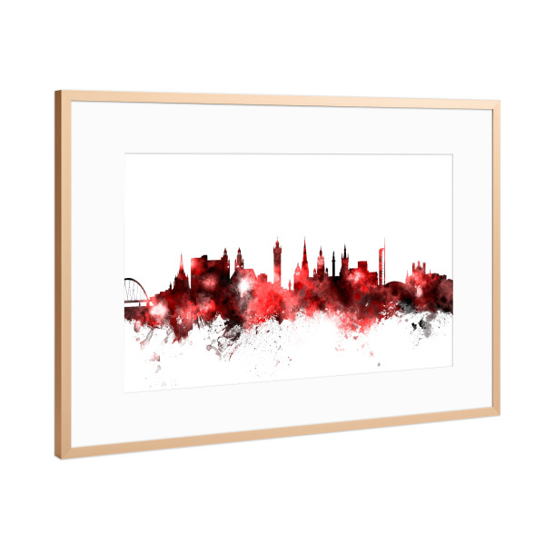 Poster mit Rahmen Kupfer "Glasgow Scotland Skyline" artboxONE - Städte,Reise