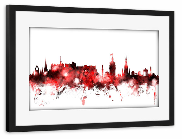 Poster mit Rahmen schwarz "Edinburgh Scotland Skyline 01" artboxONE - Städte,Reise - Art print of the skyline of edinburgh,Scotland,United kingdom