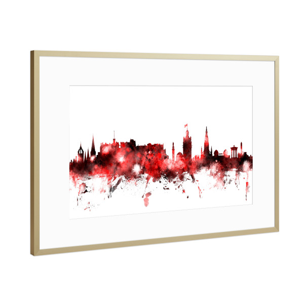 Poster mit Rahmen Gold "Edinburgh Scotland Skyline 01" artboxONE - Städte,Reise - Art print of the skyline of edinburgh,Scotland,United kingdom