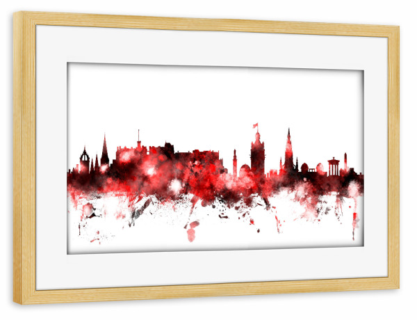 Poster mit Rahmen kiefer "Edinburgh Scotland Skyline 01" artboxONE - Städte,Reise - Art print of the skyline of edinburgh,Scotland,United kingdom