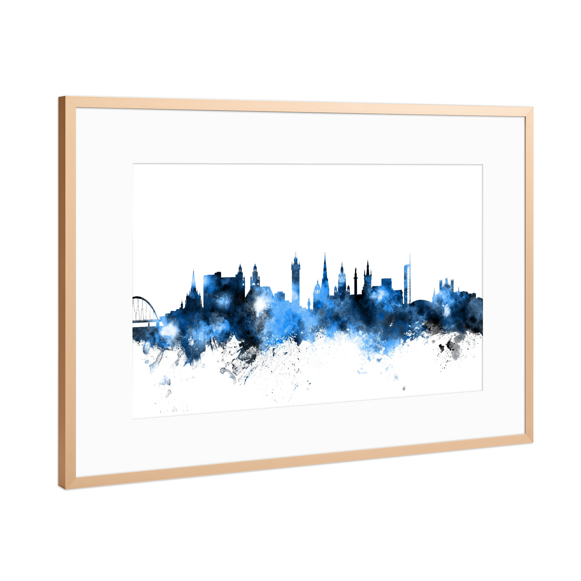 Poster mit Rahmen Kupfer "Glasgow Scotland Skyline 01" artboxONE - Städte,Reise