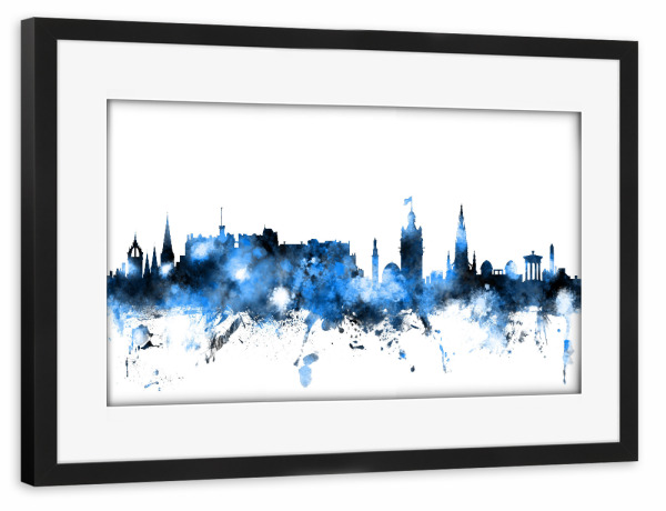 Poster mit Rahmen schwarz "Edinburgh Scotland Skyline 4" artboxONE - Städte,Reise
