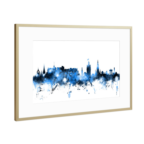 Poster mit Rahmen Gold "Edinburgh Scotland Skyline 4" artboxONE - Städte,Reise