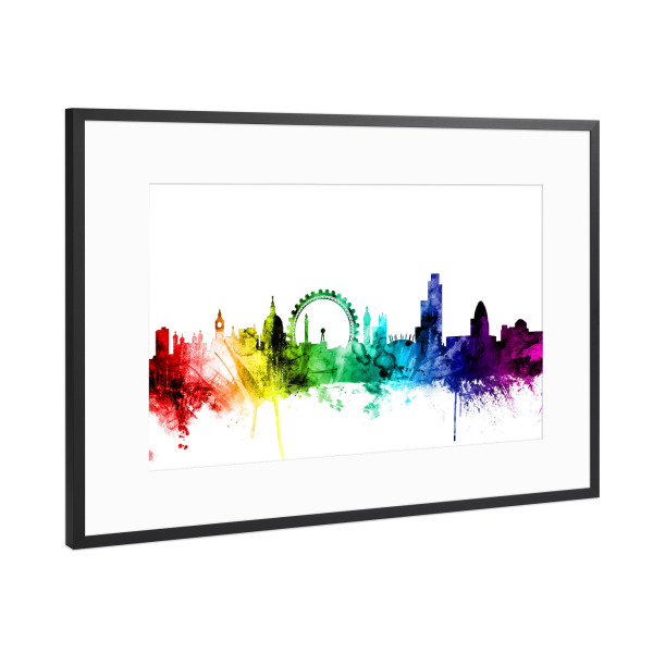 Poster mit Rahmen Schwarz (Metallic) "London England Skyline 5" artboxONE - Städte,Städte / London,Reise