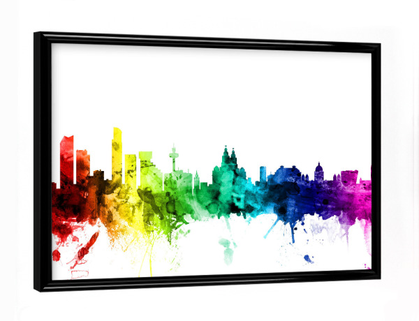 Poster mit schwarzem Rahmen "Liverpool England Skyline 01" artboxONE - Städte,Reise