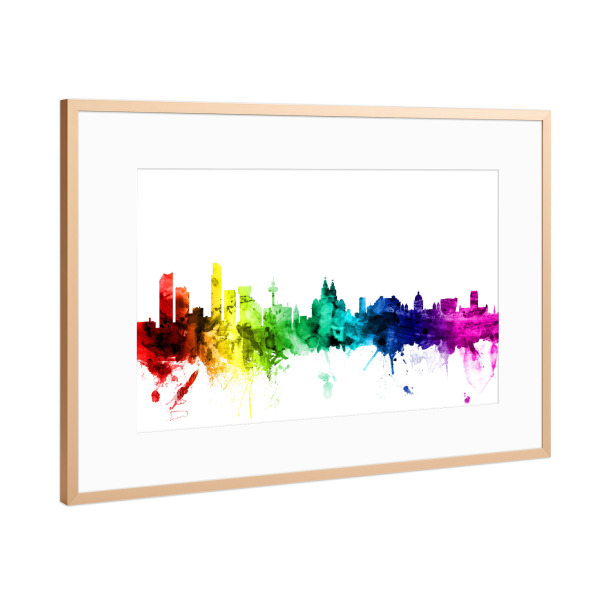 Poster mit Rahmen Kupfer "Liverpool England Skyline 01" artboxONE - Städte,Reise