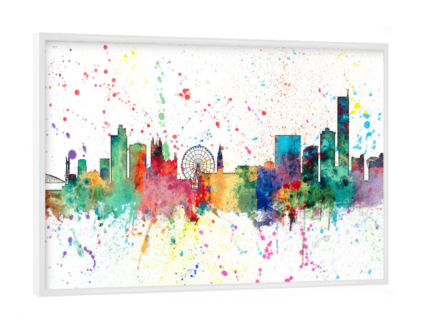 Poster mit weißem Rahmen "Manchester England Skyline" artboxONE - Städte,Reise