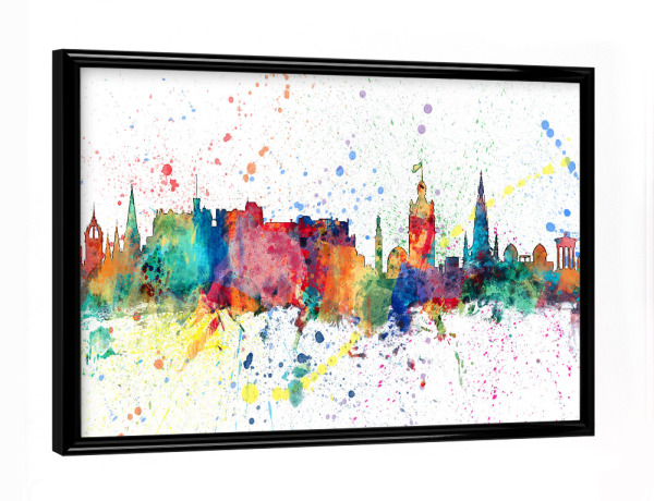 Poster mit schwarzem Rahmen "Edinburgh Scotland Skyline" artboxONE - Städte,Reise
