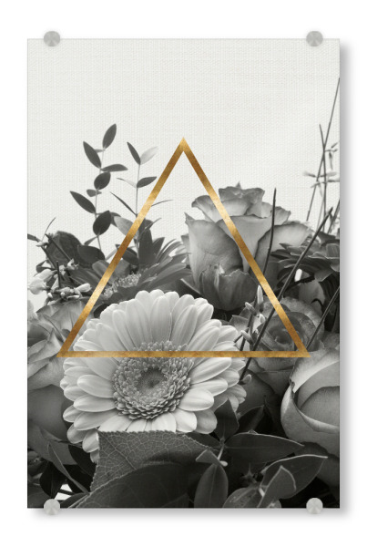 Acrylglasbild "Triangle Bouquet III" artboxONE - Floral,Schwarzweiß,Geometrie - Flowers,Blumen,Triangle,Dreieck,Strauss,Bouquet