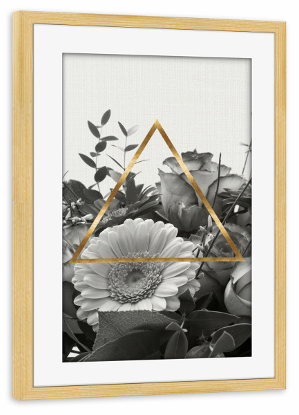 Poster mit Rahmen kiefer "Triangle Bouquet III" artboxONE - Floral,Schwarzweiß,Geometrie - Flowers,Blumen,Triangle,Dreieck,Strauss,Bouquet