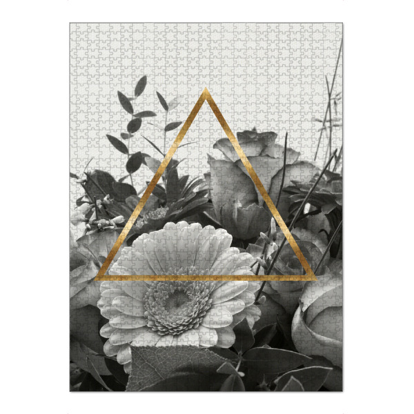 Puzzle Ravensburger "Triangle Bouquet III" artboxONE - Floral,Schwarzweiß,Geometrie - Flowers,Blumen,Triangle,Dreieck,Strauss,Bouquet - Bild flowers