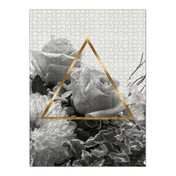 Puzzle Ravensburger "Triangle Bouquet II" artboxONE - Floral,Schwarzweiß,Geometrie - Triangle,Dreieck,Blumen,Flowers,Strauß,Bouquet - Bild triangle