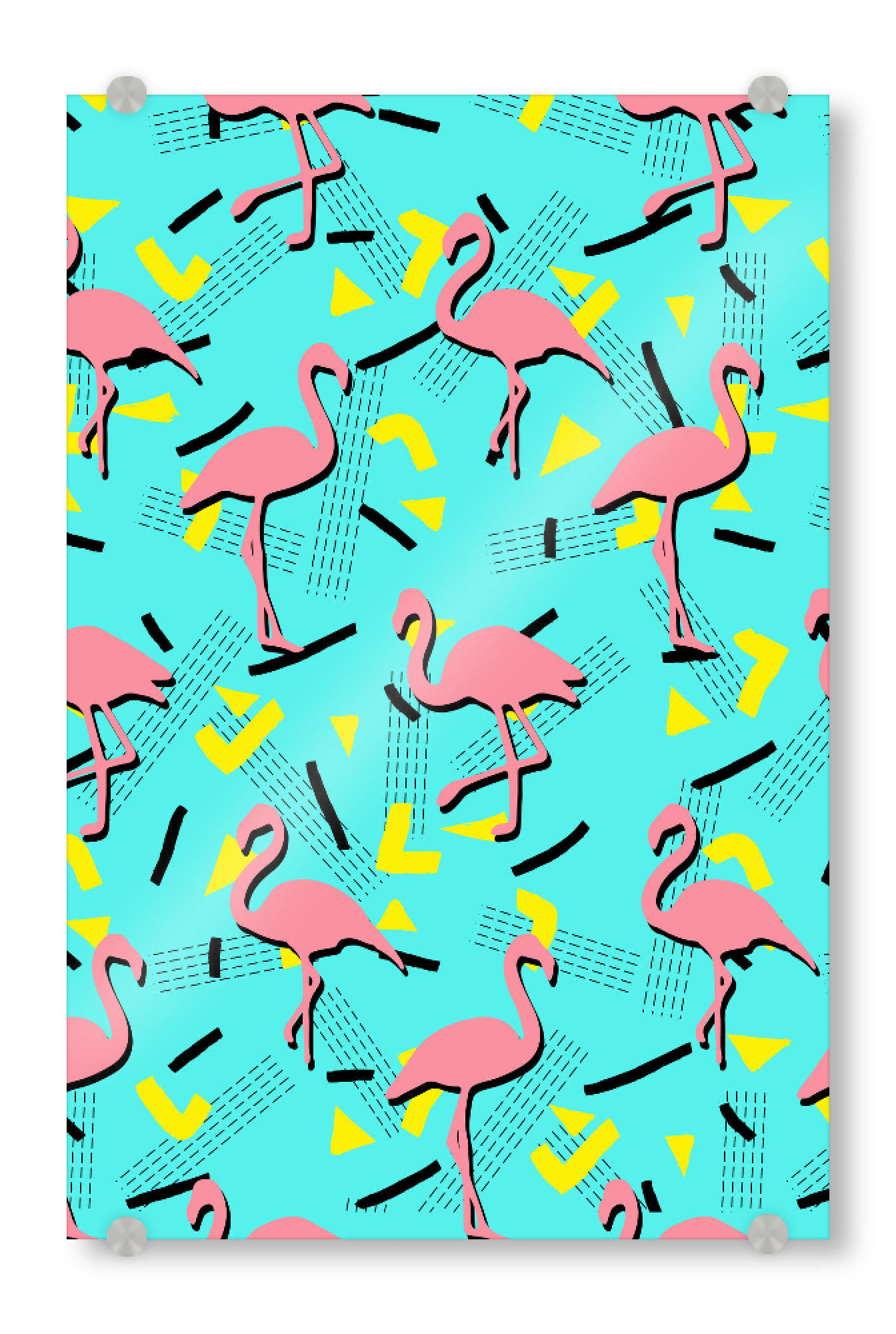 Acrylglasbild "Flamingos Memphis" artboxONE - Natur,Tiere,Geometrie,Festivals