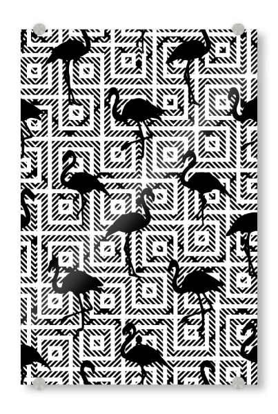 Acrylglasbild "B&W Geometric Flamingos" artboxONE - Natur,Tiere,Geometrie,Festivals