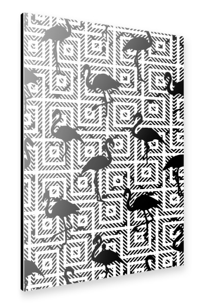 Alu-Dibond "B&W Geometric Flamingos" 30x20 cm artboxONE