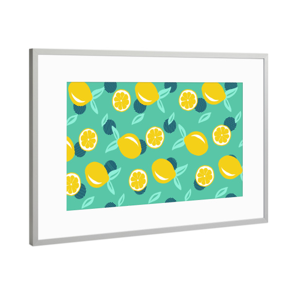Poster mit Rahmen Silber "Lemon dots" artboxONE - Natur,Geometrie,Essen & Trinken / Obst & Gemüse,Festivals