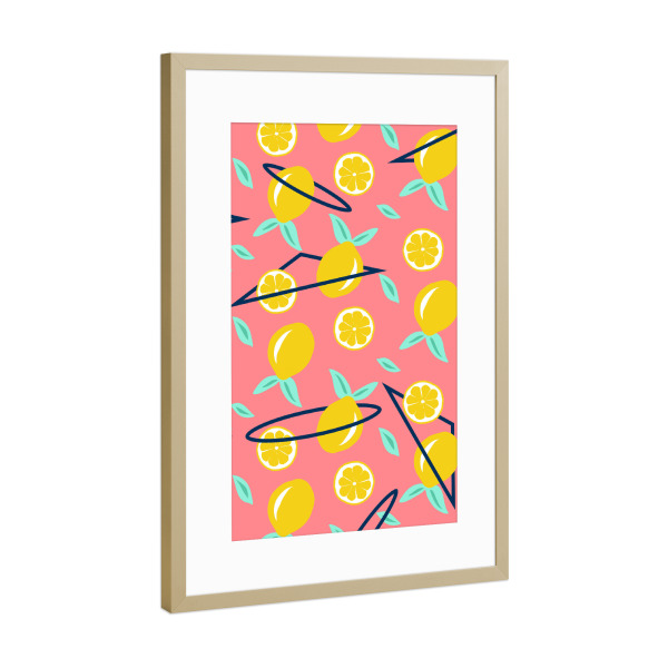 Poster mit Rahmen Gold "Lemons party" artboxONE - Abstrakt,Geometrie,Essen & Trinken / Obst & Gemüse,Festivals